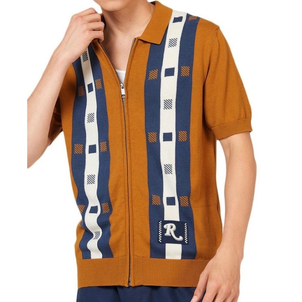 NWT Ben Sherman x Rolling Stone Check‎ Zip Thru Sweater Polo Shirt XL